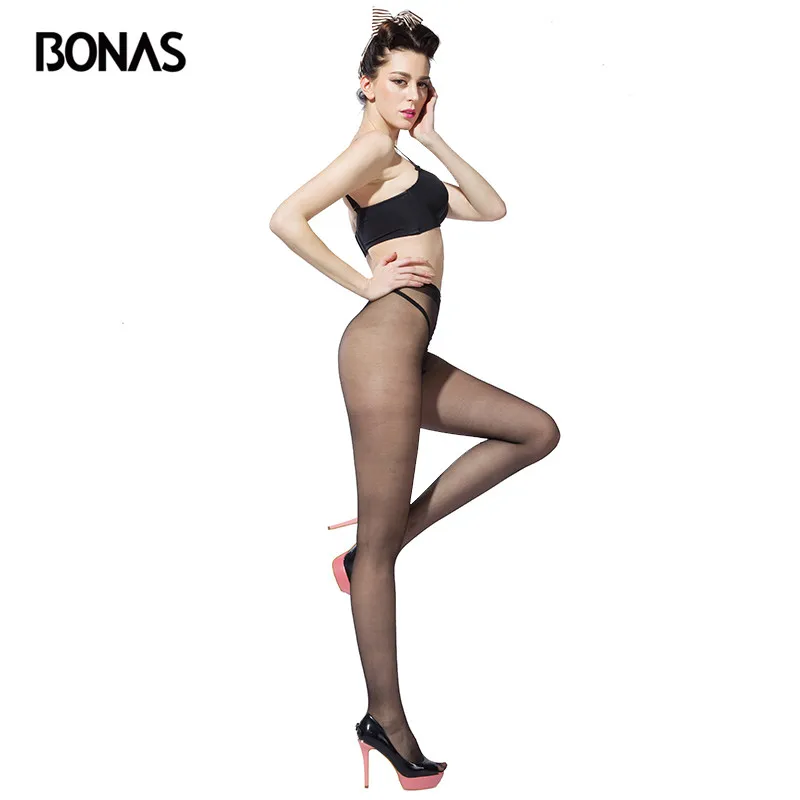 BONAS 15D Non-slip Tights Sexy T Crotch Tight Women Breathable Pantyhose Anti Slip Panty Tear-resistant Stockings Female Collant