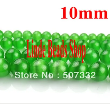 

Free shipping! Wholesale 80pcs 10mm round beautiful green Mexican cat eye beads Hot sell loose Beads N0020