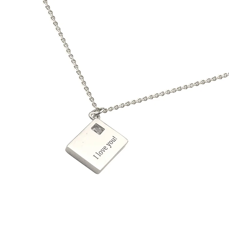 

Sinya 925 Sterling Silver Rectangle Flags Tag Pendant Charm Necklace for Girls Lover Women Valentine's Day Gift Length 42cm