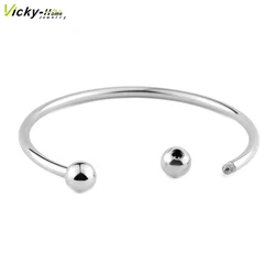 Women Stainless Steel Starter Charms Bracelet DIY Bangle Fit Beads for Girl