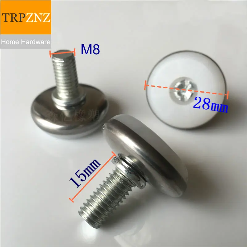 M8x15mmx28mm,round, screw adjustable foot pad, shock absorption support foot, table and chair stool heightening foot