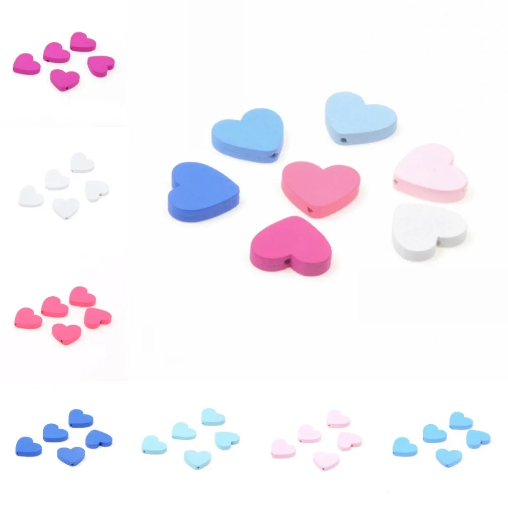 MIAOCHI DIY 30Pcs/Lot Love Heart Spacer Wooden Beads For Jewelry Makeing Baby Toys Pacifier Clip Crafts Wood Bead 24*21mm