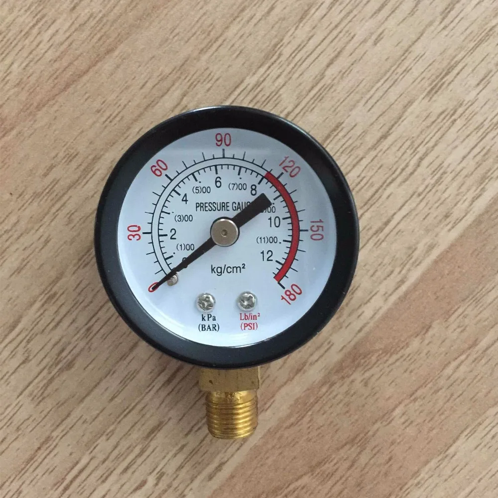 Y40 0-12bar 0-180psi 1/8pt direção radial mostrador redondo preto compressor de ar medidor de pressão purificador de água