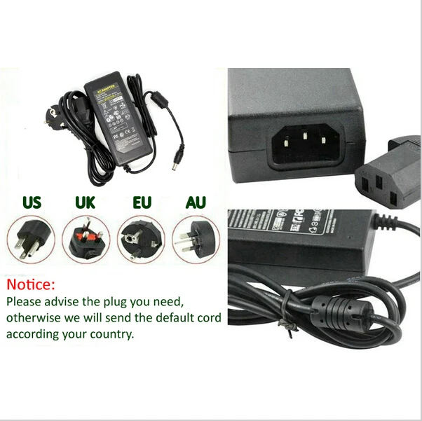 AC 100-240V Converter Adapter for DC 12V 5A 60W LED Power Supply Charger for 5050 3528 SMD LED Light or LCD Monitor CCTV