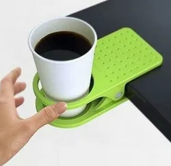 1PC Clip Cup Holder Drink Plastic Cup Coffee Holder Clip Desk Table Multicolour Fit Home Office KX 328
