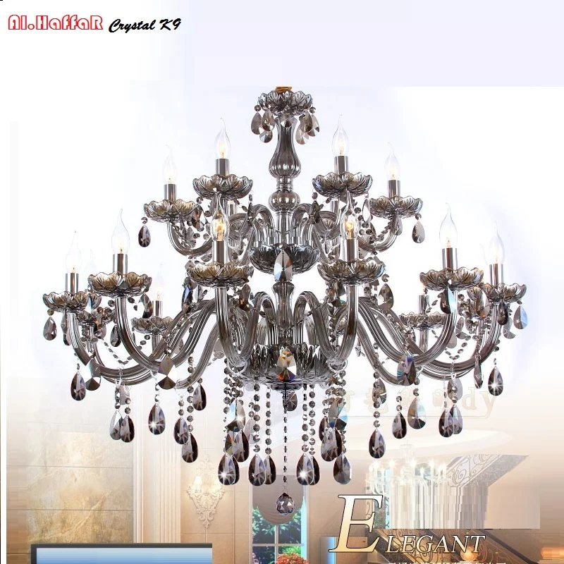 Modern Smoky Grey Crystal Chandelier Lighting Chandeliers Large Chandeliers Lamp Bedroom Living Room Lights Lighting