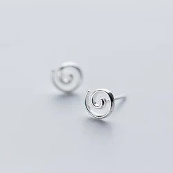 MloveAcc 100% 925 Sterling Silver Round Spiral Shape Stud Earrings for Women Creative Design Fashion Jewelry