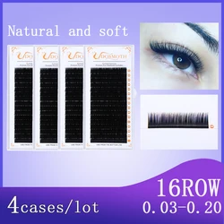 4case 16rows Handmade Natural Mink Ndividual,Extension Eyelash,FakeFalse Eyelashes