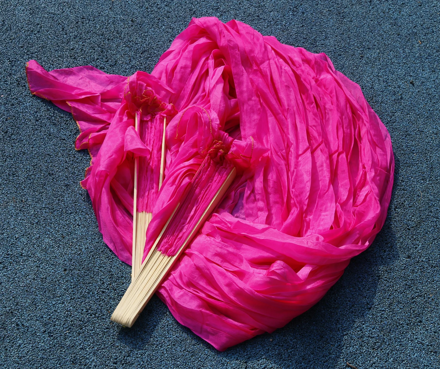 Hot Sale High Quality Dance Fans 100% Real Silk 1PC/1Pair 10 Colors Hand-dyed Solid Color Silk Veils Belly Dancing Fans 180*90CM