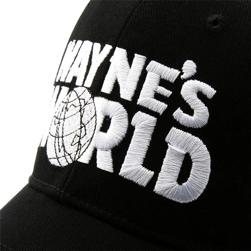 Wayne\'s World Black Cap Hat Baseball Cap Fashion Style Cosplay Embroidered Trucker Hat Unisex Mesh Cap Adjustable Size