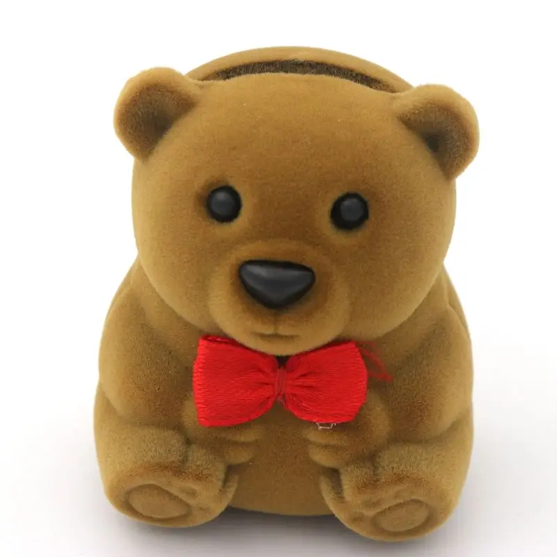 1 Piece Velvet Bear Stand For Earrings Ring Necklace Jewelry Packaging Gift Box Wedding Engagement Display Holder Wholesale