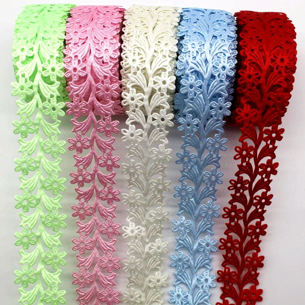 

20 Yards 38MM Hollow Lace Embossed Ribbon DIY Handmade Material Lace Headdress For Bows Clothing Accessories Flowers Clothing