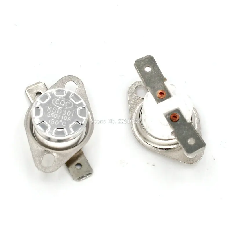 2PCS KSD301 180 Degree 250V 10A Normal Close Ceramics Temperature Controlled Switch Thermostat Wholesale