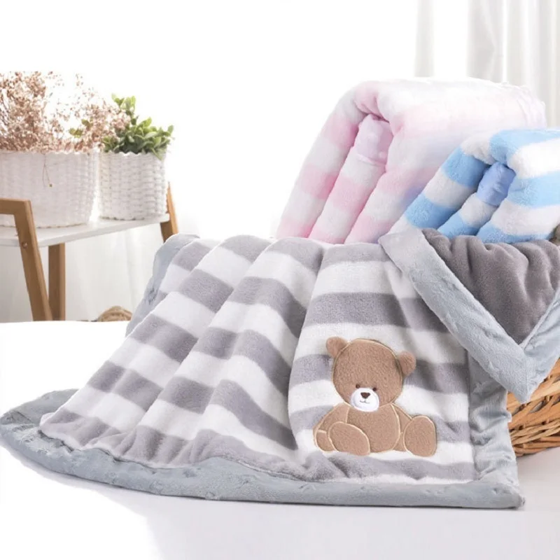 Siyubebe Baby Blanket Infant Bebe Thicken Flannel Swaddle Envelope Stroller Cartoon Blanket Newborn Baby Bedding Blankets 75*100