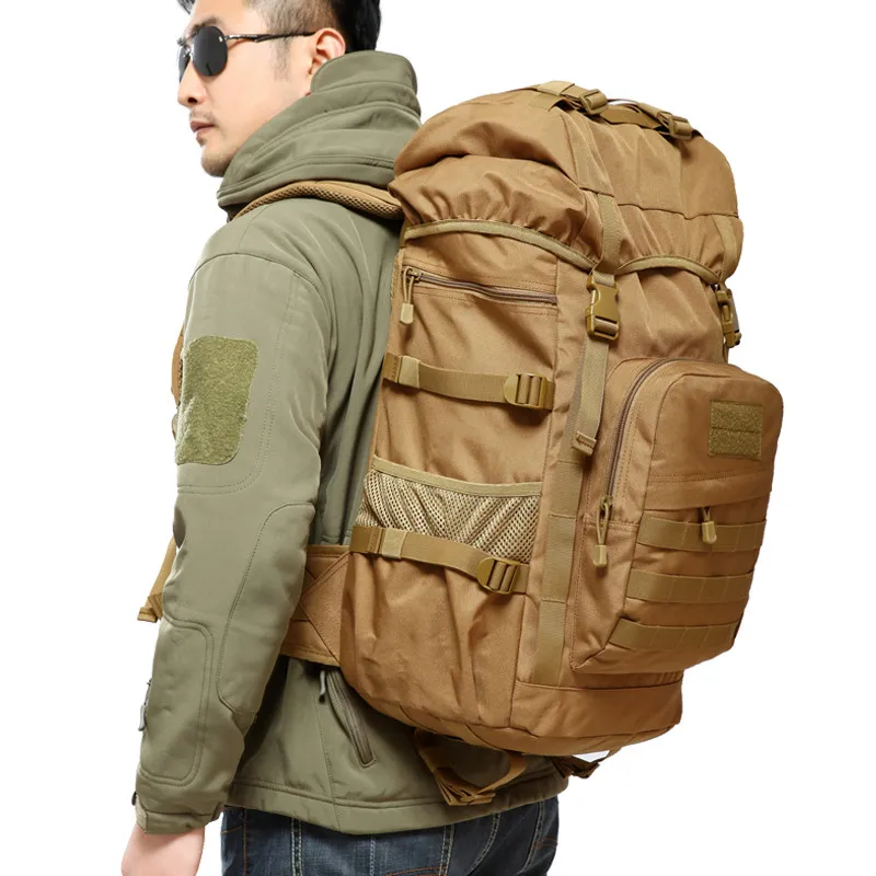 Tactical Men\'s Backpack, Cool Camping Gear,Waterproof Nylon, Trekking, Fishing, Hunting Bag, Molle Outdoor Bags, 50L