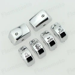 Chrome Motorcycle Switch Housing Covers Control Button Cap Kit for Harley Sportster 883 1200 2014-2015 Dyna Softail XL 2011-UP