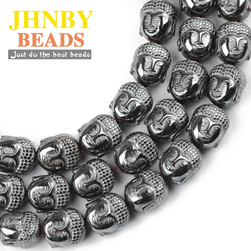 JHNBY Lion Buddha Maitreya Head Black Hematite Beads Natural Stone Loose Beads Jewelry Bracelet Making DIY Findings Accessories