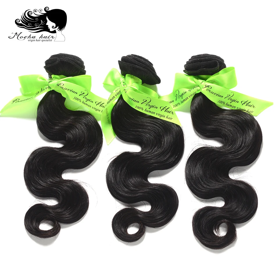 

MOCHA Hair 10A Peruvian Virgin Hair Body Wave 3 Bundles 100% Unprocessed Human Hair Extension Free Shipping Natural Color