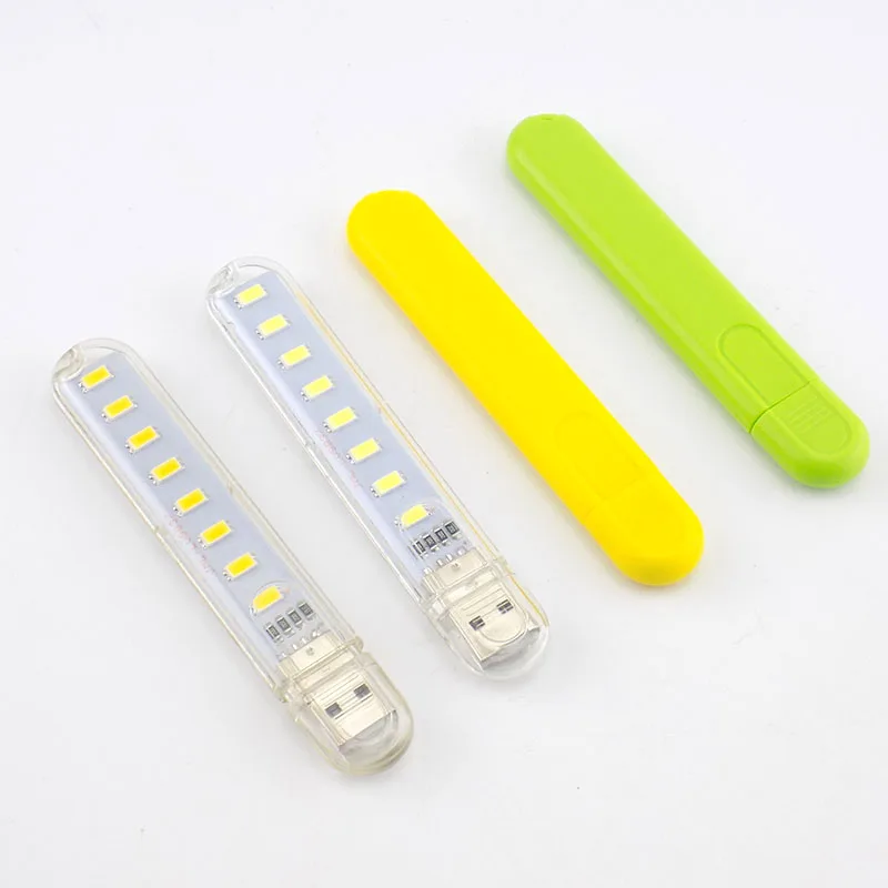 8 led Lamp Power Bank Lighting Note Portable Laptop Night Light For Camping reading PC green warm white Mini Computer