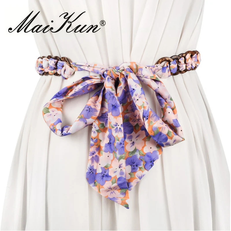 Bohemian Style Chiffon Belts for Women Wedding Floral Fabric For A Dress High Fashion Female Skirt Jeans Belt Elegant Waistband