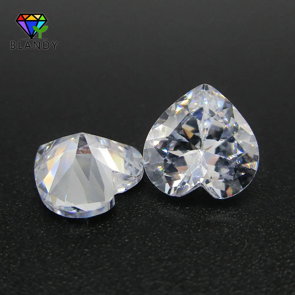 Hot Sale 5A 3x3~12x12mm Heart Cut CZ Stone Loose White Cubic Zirconia Stone Synthetic Gems For Jewelry