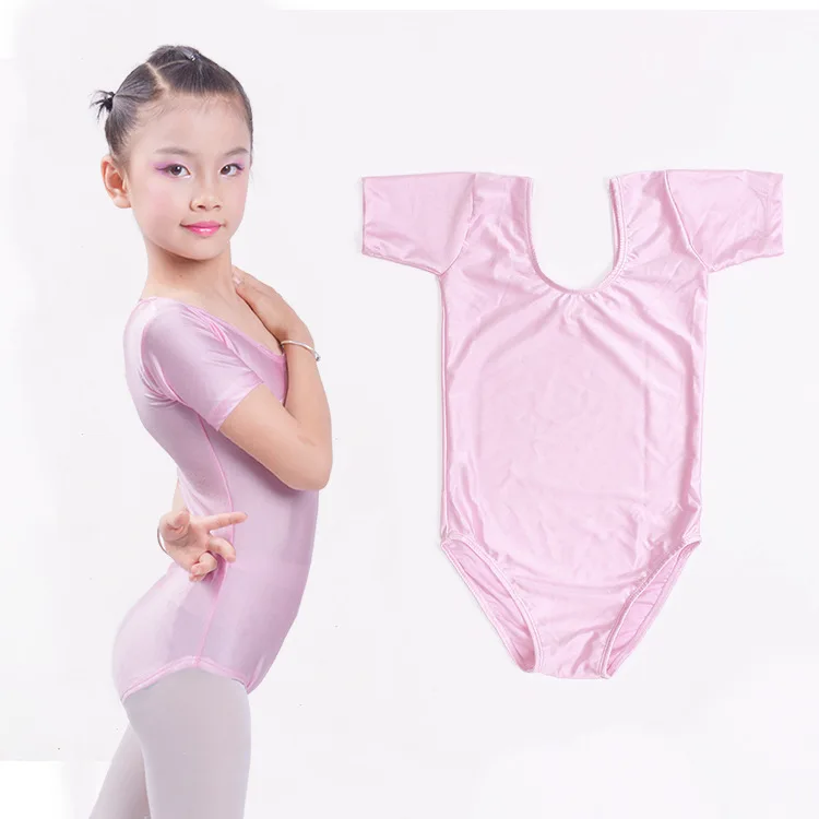 Kids Ballet Bodysuit Black Stretch Short Sleeved Leotards Girls Gymnastics Body Wear Children Ballet Jumpsuit Dance