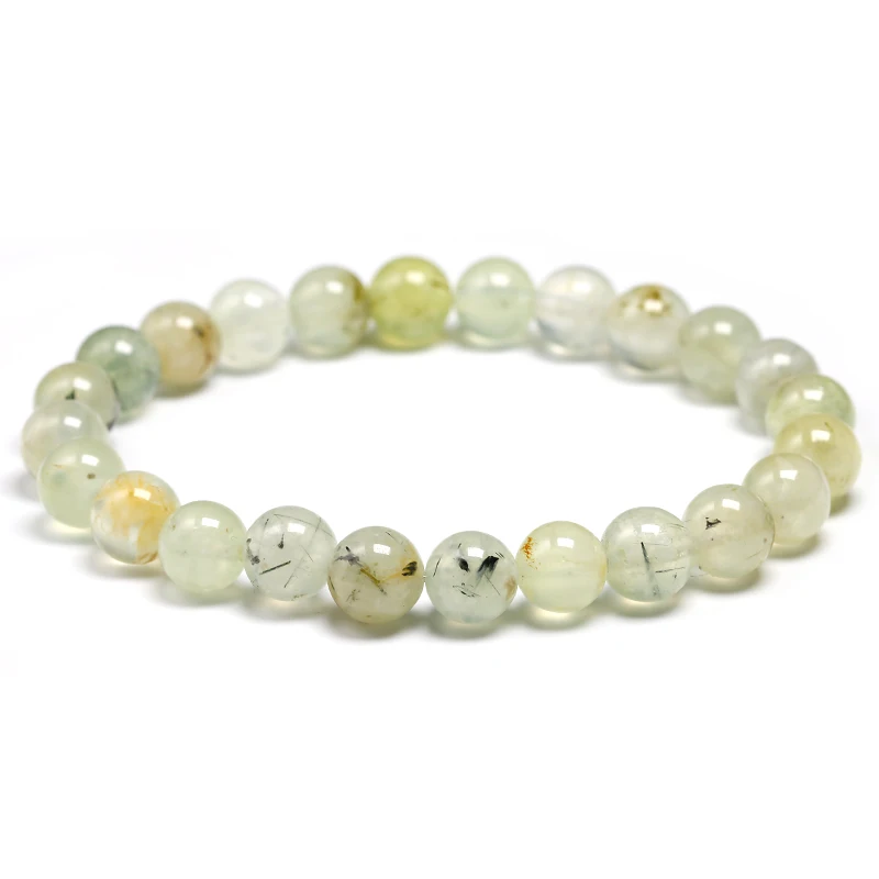 Prehnite Bracelet Natural Grape Stone Elastic Bead Bracelets Size 6mm 8mm 10mm Gift to Women's Handmade Gemstone Jewelry Men