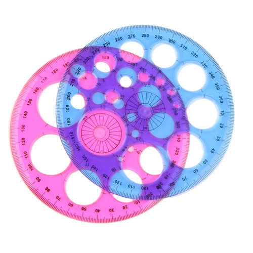 Regla Circular de plástico para estudiantes, plantilla Circular de 360 grados, ideal para regalo escolar y de oficina, 1 unidad