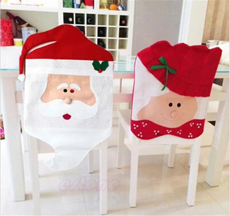 20pcs Santa Claus Mrs. Claus Cap Chair Covers Christmas Dinner Table Decoration for Home Chair Back Cover Decoracion