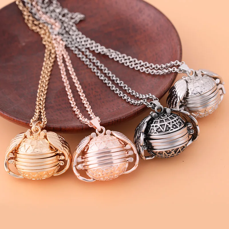 2019 Hot DIY Photo Storage Pendant Bright Metal 4 Colors Angel Wings Locket Necklace Jewelry Fashion Women Romantic Accessories