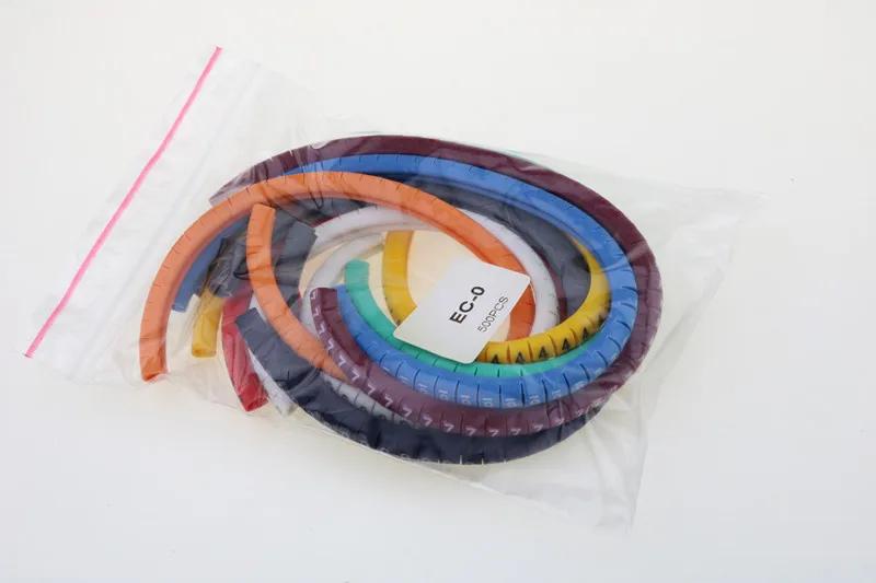 500PCS EC-0 Cable Wire Marker 0 to 9 For Cable Size 1.5 sqmm Colored