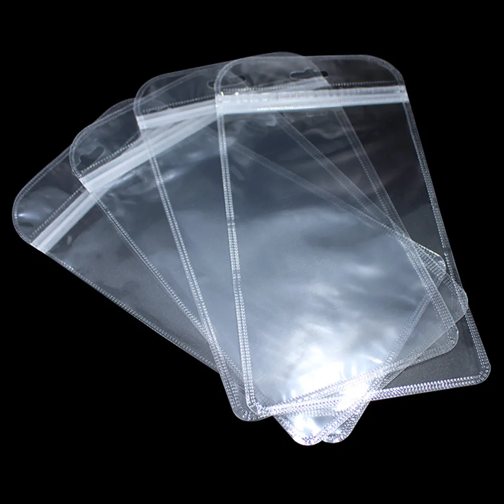 100Pcs/Lot Ziplock Plastic Clear Jewelry Storage Bag with Hang Hole Ziplock Closure Electronic Accessories Package Bag 24 Sizes