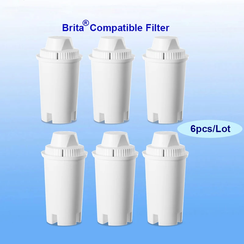 6-pack Alkaline Filters Water Cartridges Replacement for Brita Water Pitcher Classic Filters Antioxidant Alkaline Filtration