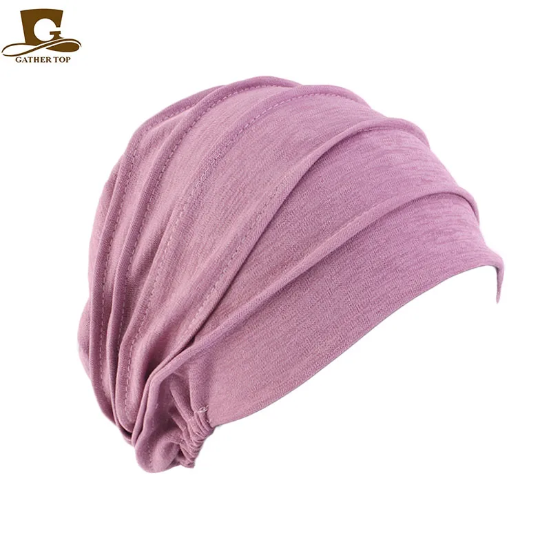 Women Cotton Slouch Beanie Chemo Cap Solid Color Bonnet Inner Hijabs Cap Muslim Head Wraps Femme Wrap Head Elastic Turban Hat