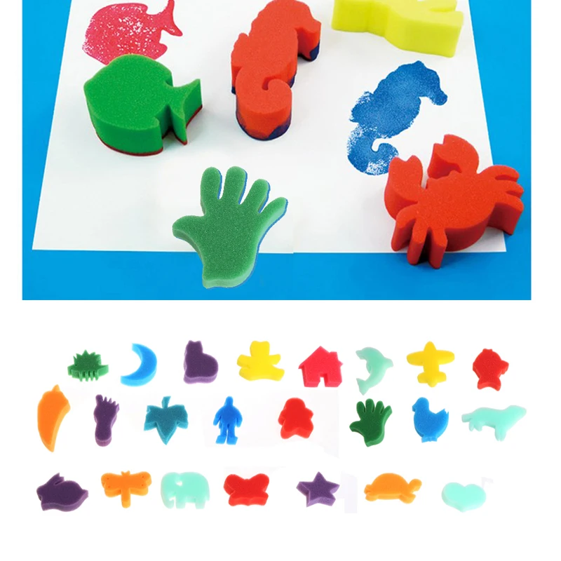 24Pcs Sponge Set Children Kids Art Craft Painting DIY Toy Home Education School