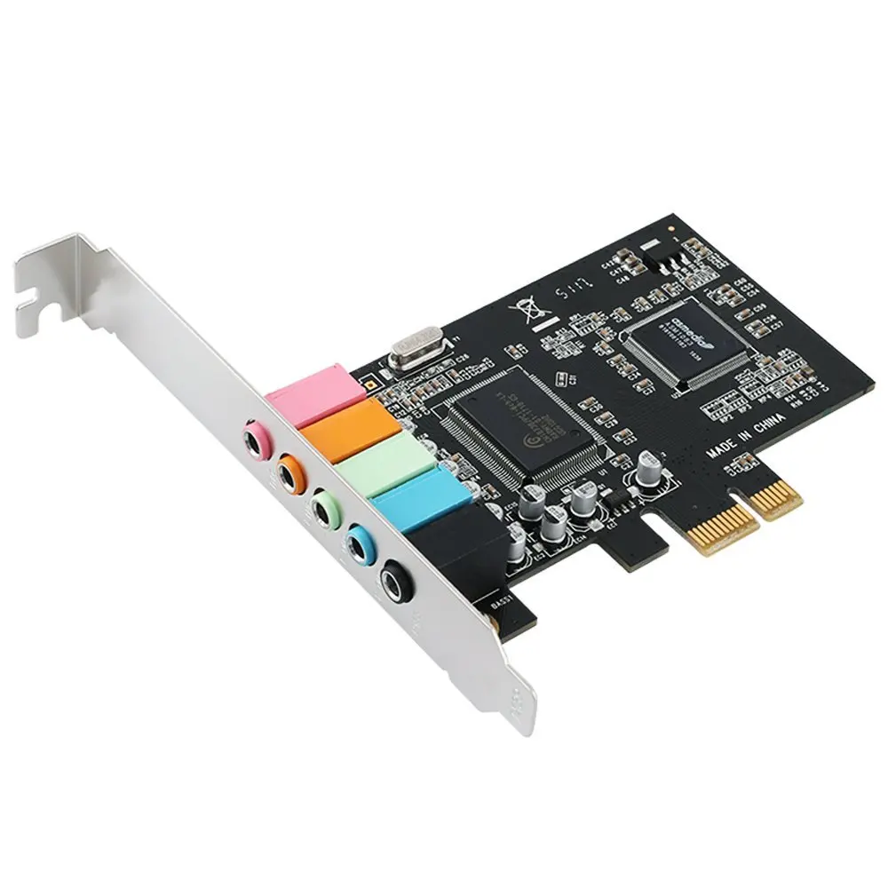 

Горячая PCIe звуковая карта 5,1, PCI Express объемная 3D аудиокарта для ПК с высокой прямой производительностью звука и низкопрофильным кронштейном