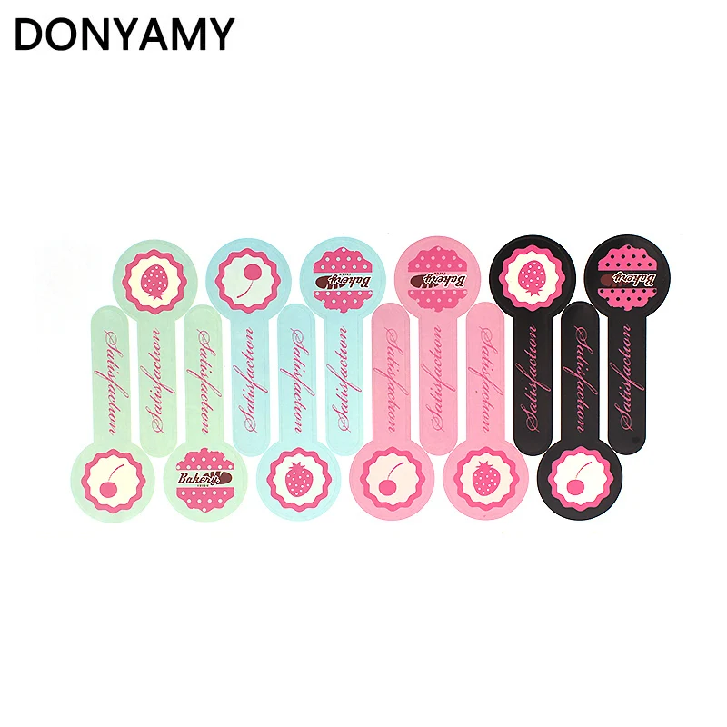 DONYAMY 120pcs Long Lollipop Cute Bakery Seal Sticker For Tins Boxes Bags DIY Packaging Label Sealing Party Decoration