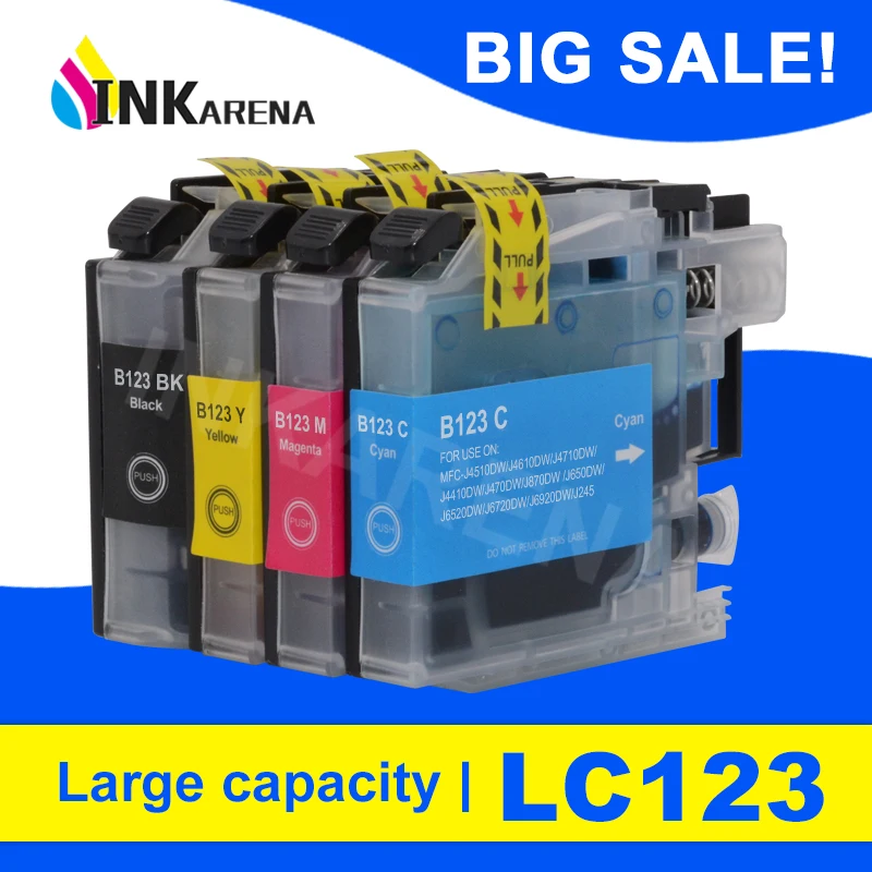 For Brother LC123 LC-123 LC123XL Compatible Ink Cartridge For MFC-J650DW MFC-J6720DW MFC-J6520DW DCP-J4110DW DCP-J132W Printer