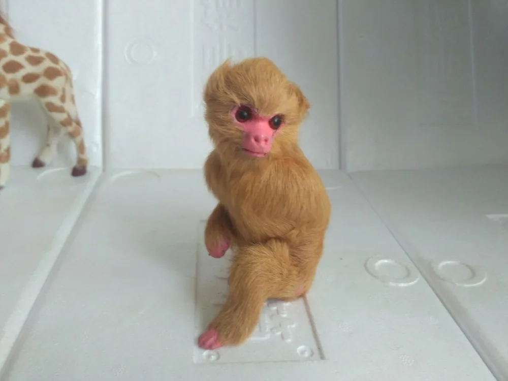 

simulation squatting monkey model 9x5x13cm ,polyethylene&furs manual handicraft ornament home decoration a2198