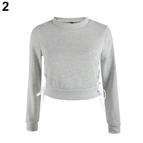 Donne Sexy Short Top Manica Lunga Pure Color Pullover Sottile Camicetta Con Cappuccio Sweather