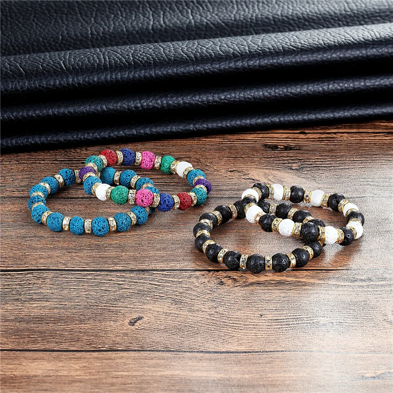 New 10mm Volcanic Stone Men\'s Bracelet Fashion Natural Stone Beads Bracelet Ladies Bracelet Fashion Accessories Pulseera hombres