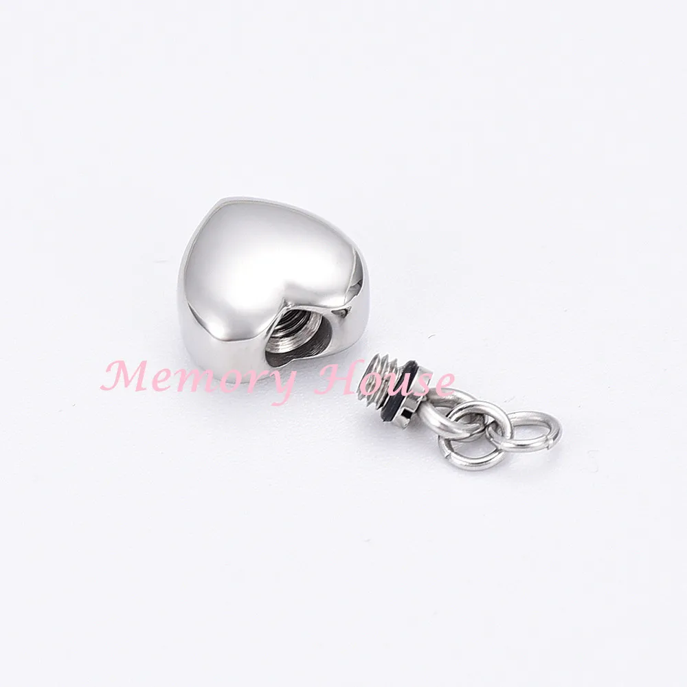 JJ009 DIY Heart Urn Charm For Necklace /Bracelet Engravable Stainless Steel Cremation Jewelry Hold Ashes Keepsake Necklace