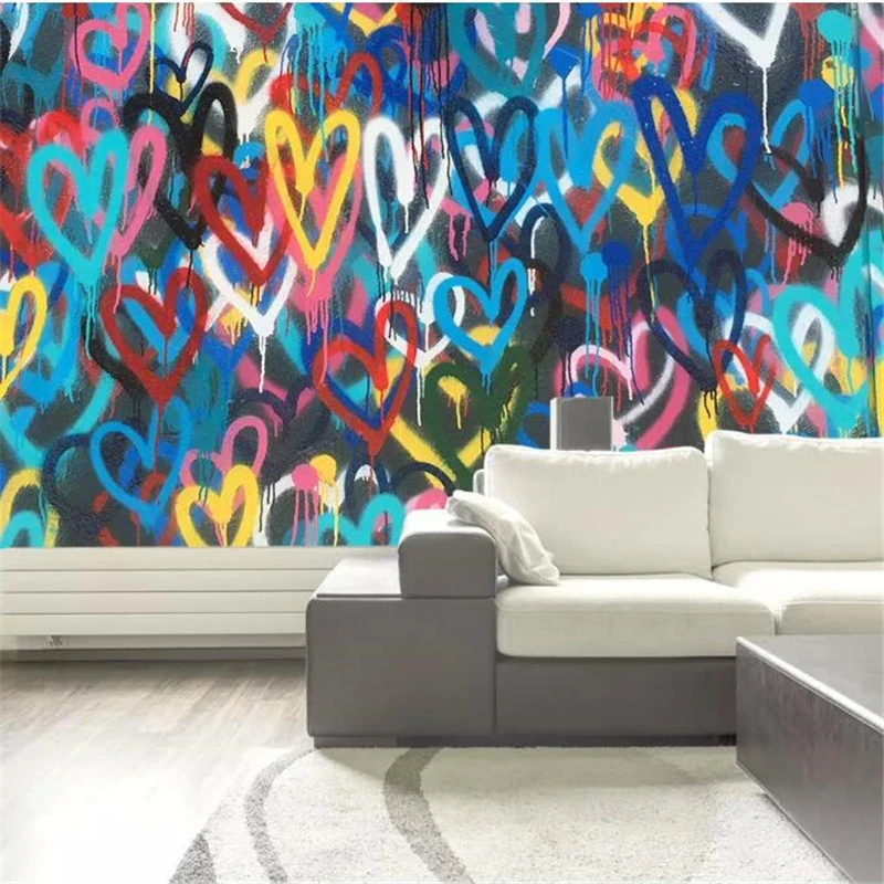 wellyu  wall papers home decor Custom wallpaper Watercolor love shape doodle wallpaper wallpaper wall sticker background wall