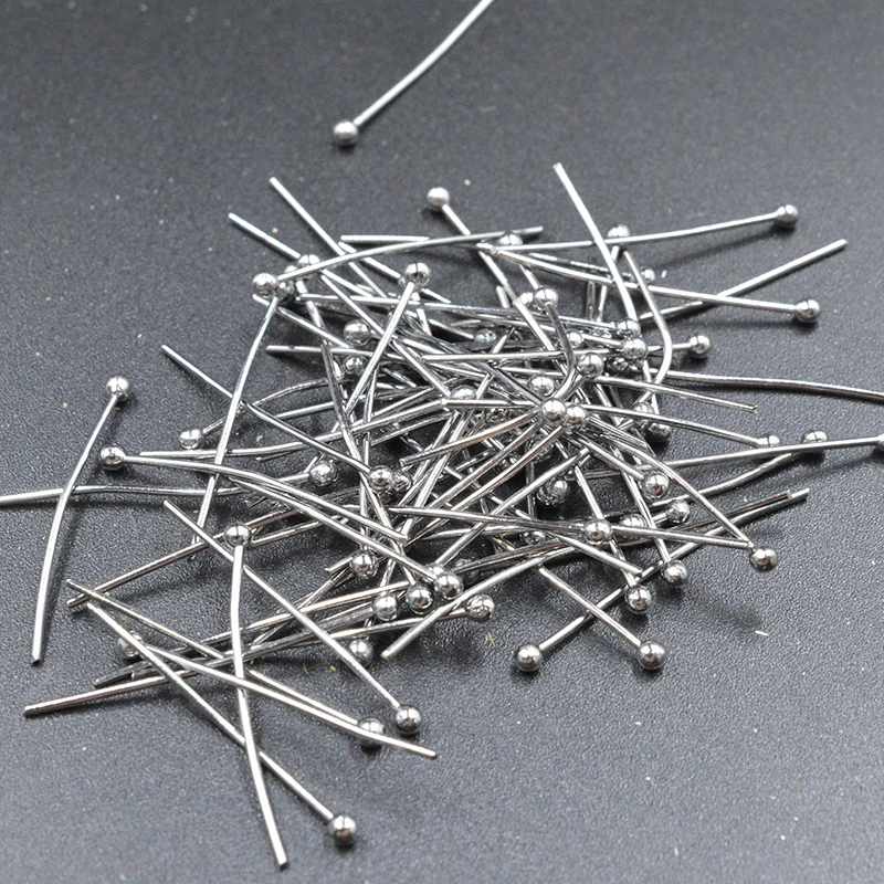 FLTMRH 400pcs 28mm 0.5mm Antique Bronze/Rhodium/Gold Plated Metal Ball Head Pins For Diy Jewelry Making Findings Length