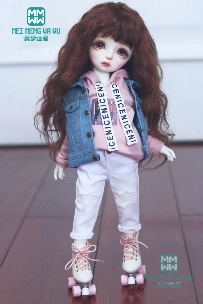 BJD clothes shoes fashion Sweatshirt Denim vest, shredded jeans for 27cm--30cm 1/6 YOSD doll accessories