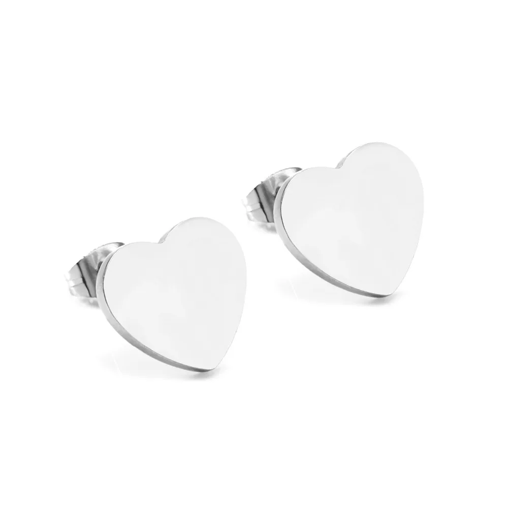 LUXUSTEEL New Heart Stud Earrings Stainless Steel  Push Back Earring Fashion Jewelry Female Bijoux Valentine\'s Gift