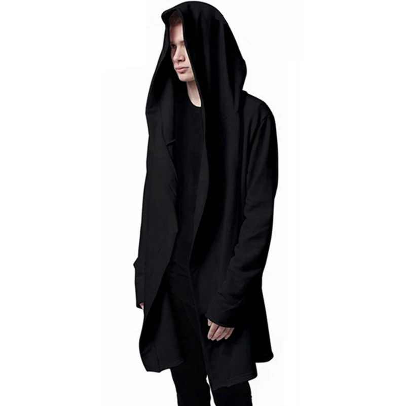 XUANSHOW Hoodies for Men Gothic Style Black Outwear Hip Hop Big Hat Loose Coat Hooded Sweatshirt