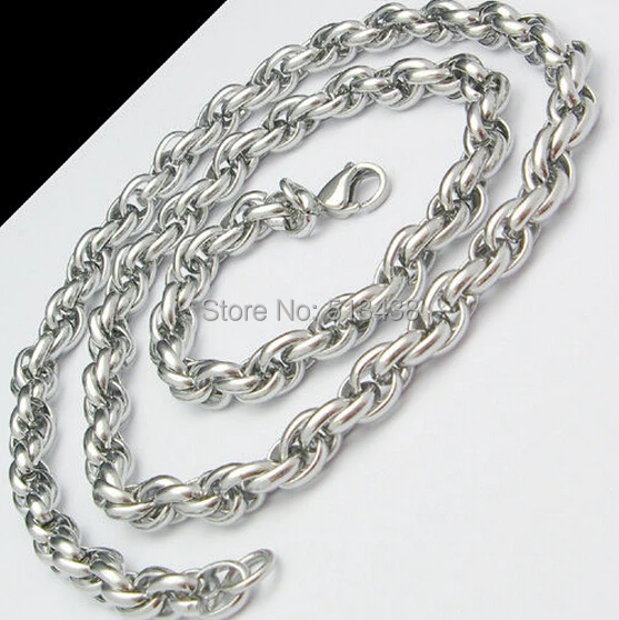 9mm wide 18''-40'' Choose Lenght Pure Stainless Steel Rope Twist  Chain Link Necklace  For  Men High Quality Jewelry