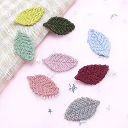 100pcs/lot Woolen Artificial plant leaf Appliques Patches for garment shoe DIY Headwere Accessory