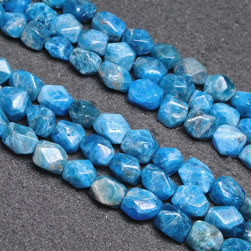 10x13mm Natural Faceted Rectangle Cuboid Blue Apatite Beads For Jewelry Making Beads Trinket 15'' DIY Beads Mother's Day Gift